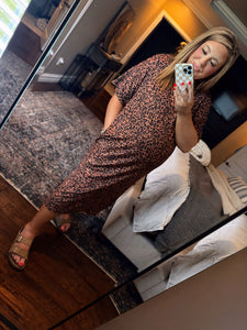 BROWN LEOPARD MIDI DRESS 5H