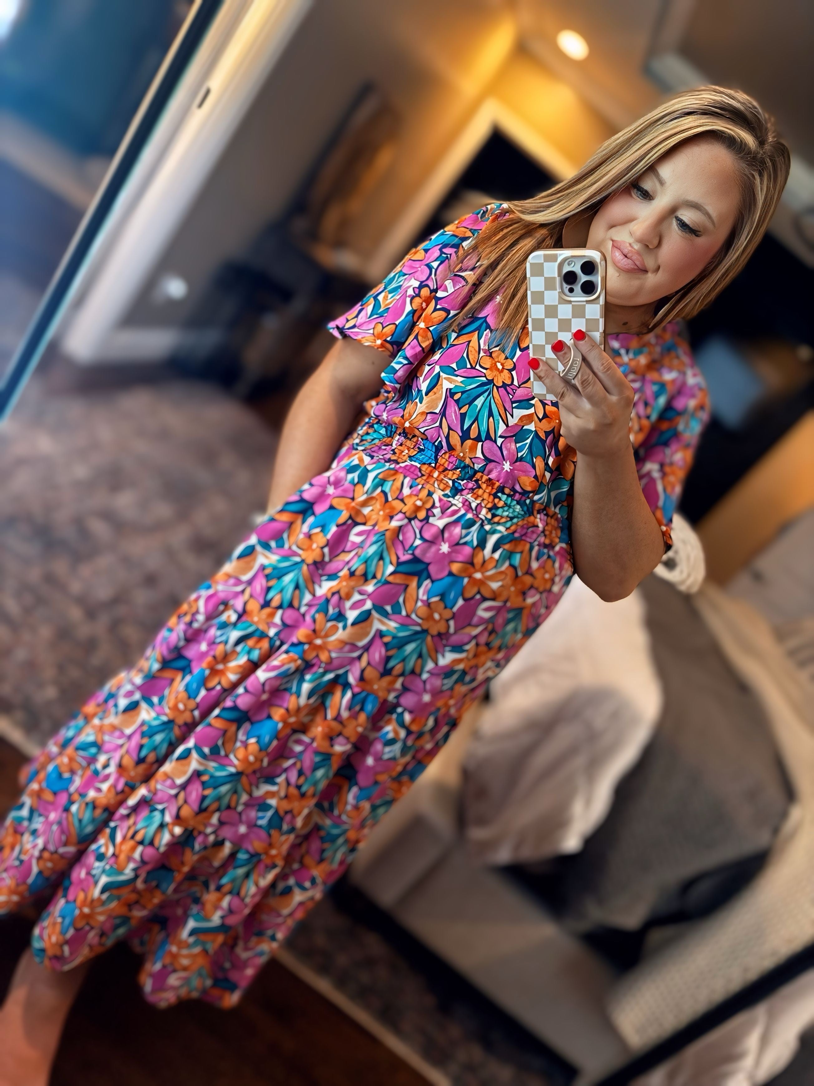 FUSCHIA/TEAL FLORAL DRESS 8H