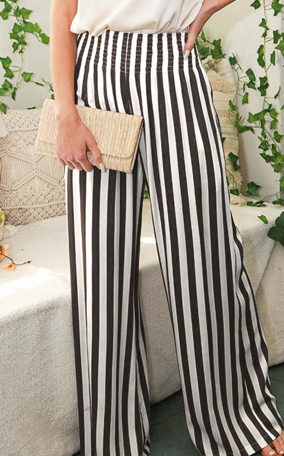 BLACK STRIPE PANTS- 23F